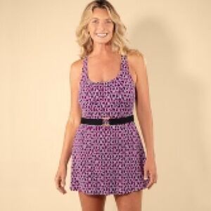 Nwt Lands' End Purple One Piece Swimsuit Swim Dress Size Large